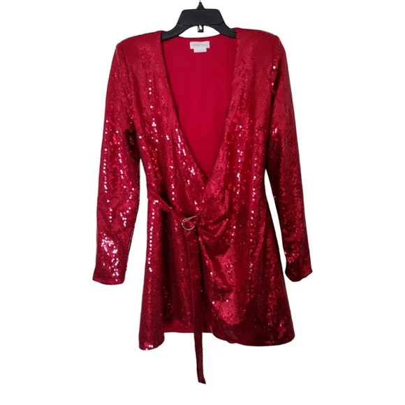 Lovers & Friends red sequined wrap around dress size small